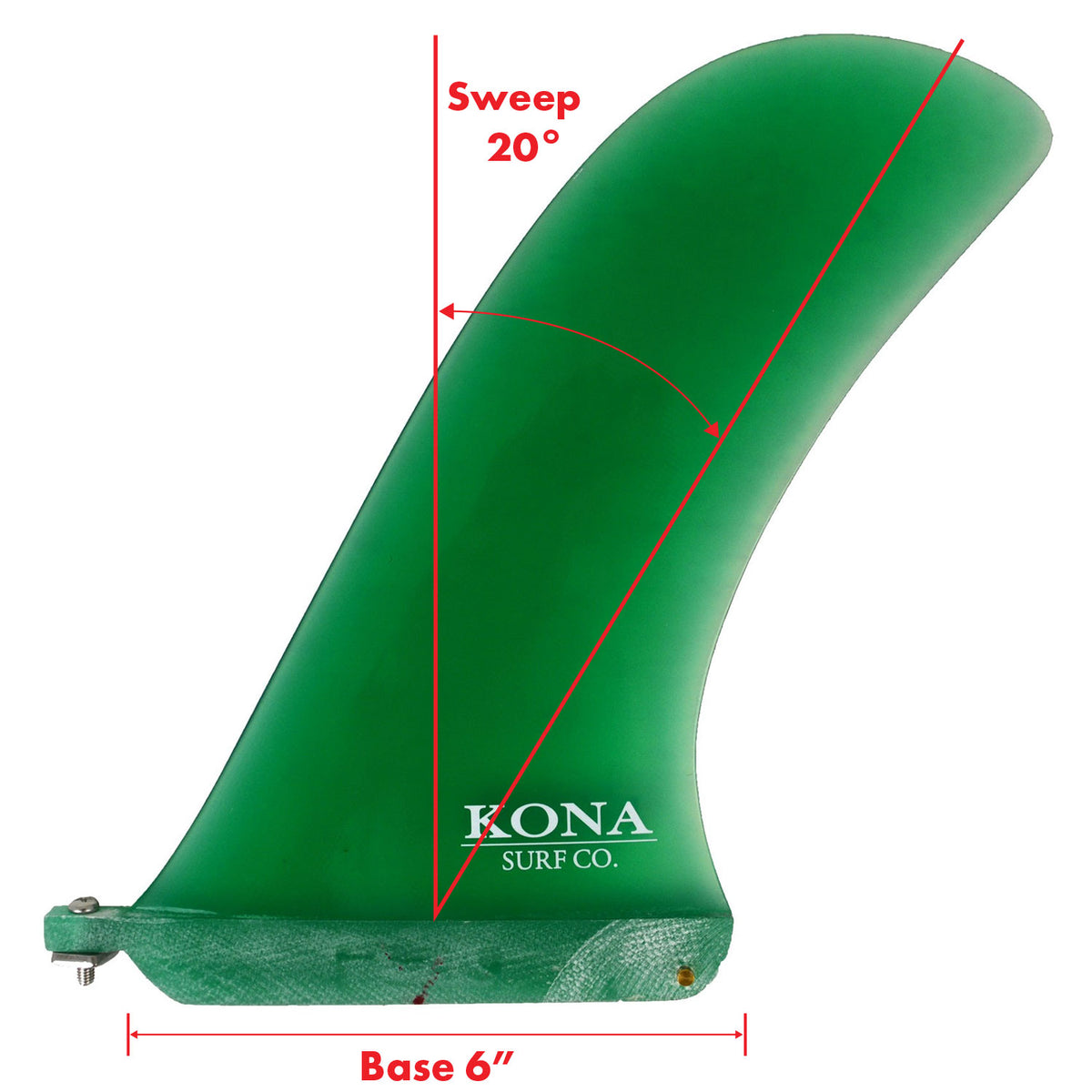 Pivot Single Longboard Fins - Trans Green