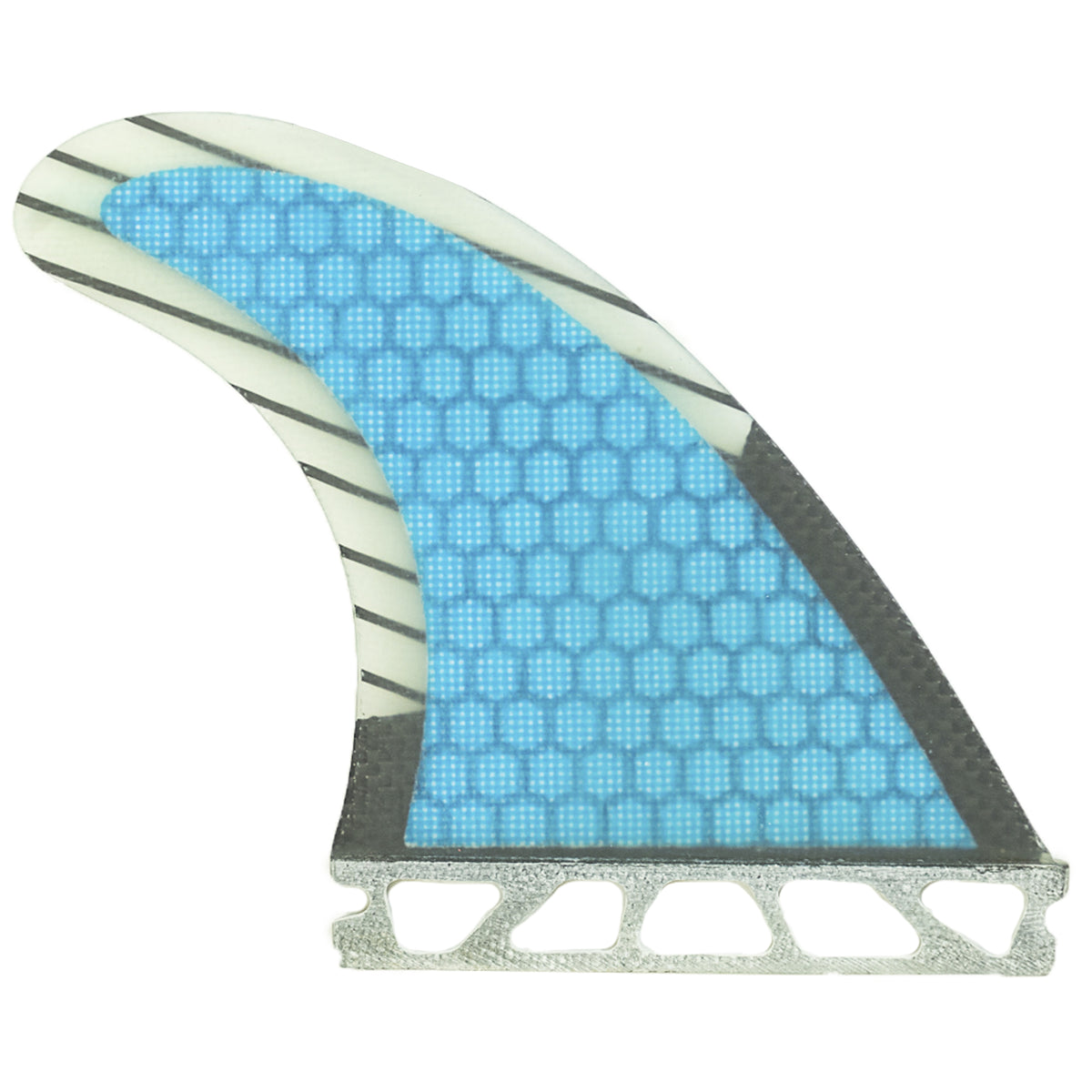 Single Tab (5 Fin) Shortboard Fins - Carbon Lines/Blue Comb