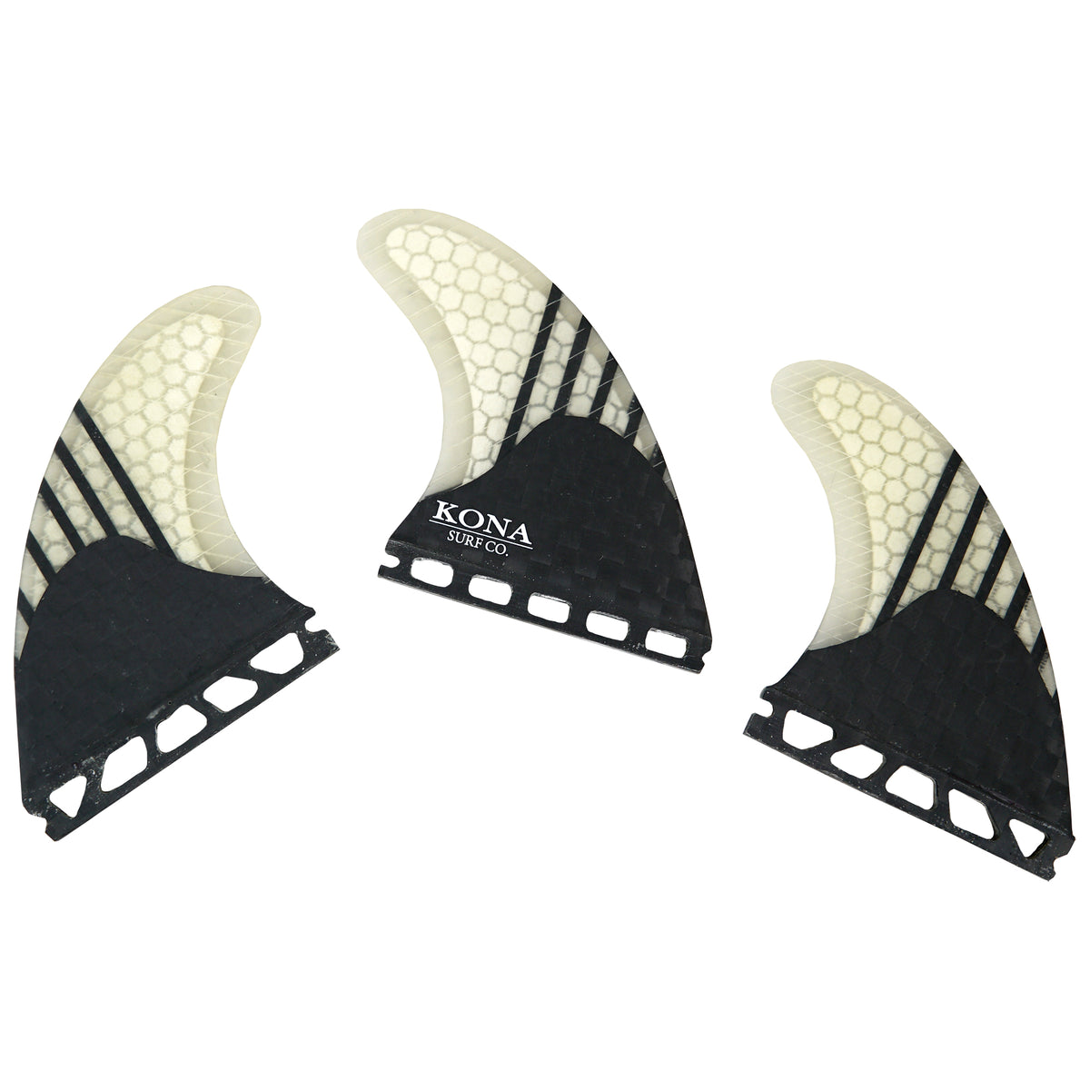 Single Tab (5 Fin) Shortboard Fins - Carbon Lines/White Comb