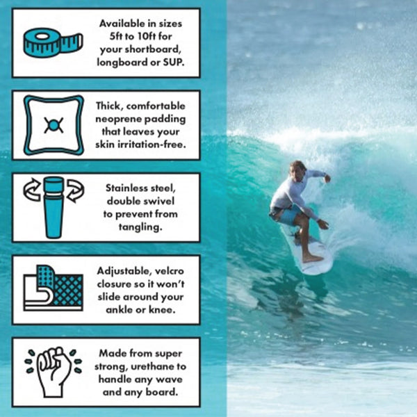 All Day 7mm Standard Knee Surfboard Leash