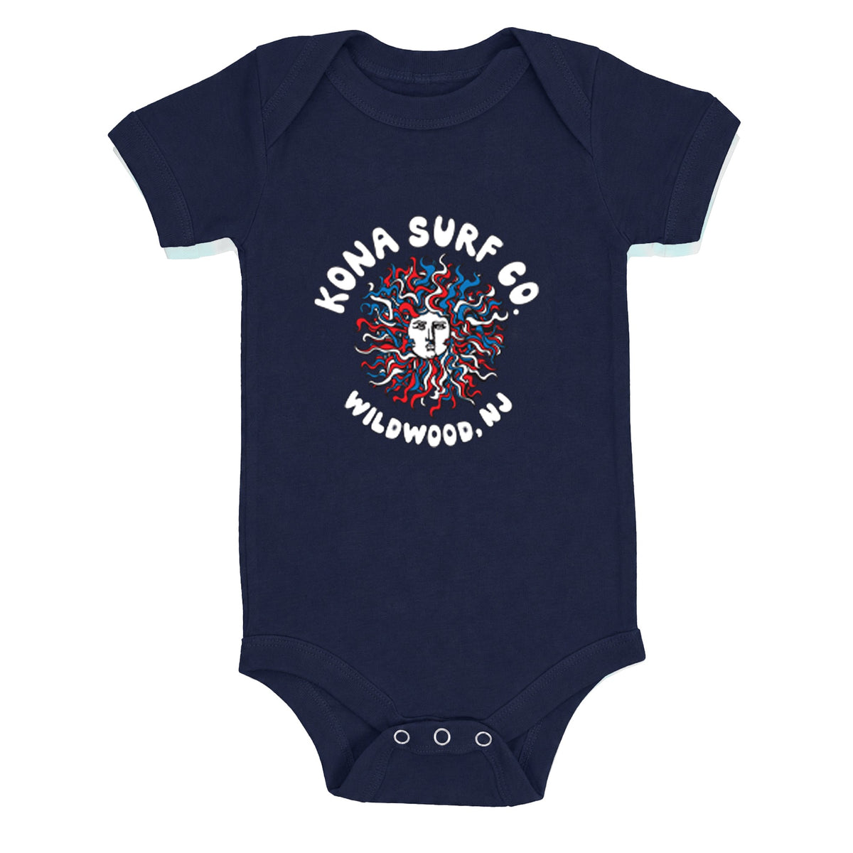 Bubble Original Sun Infant Boys Short Sleeve Onesie - Navy/Rwb