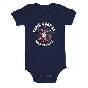 Bubble Original Sun Infant Boys Short Sleeve Onesie - Navy/Rwb