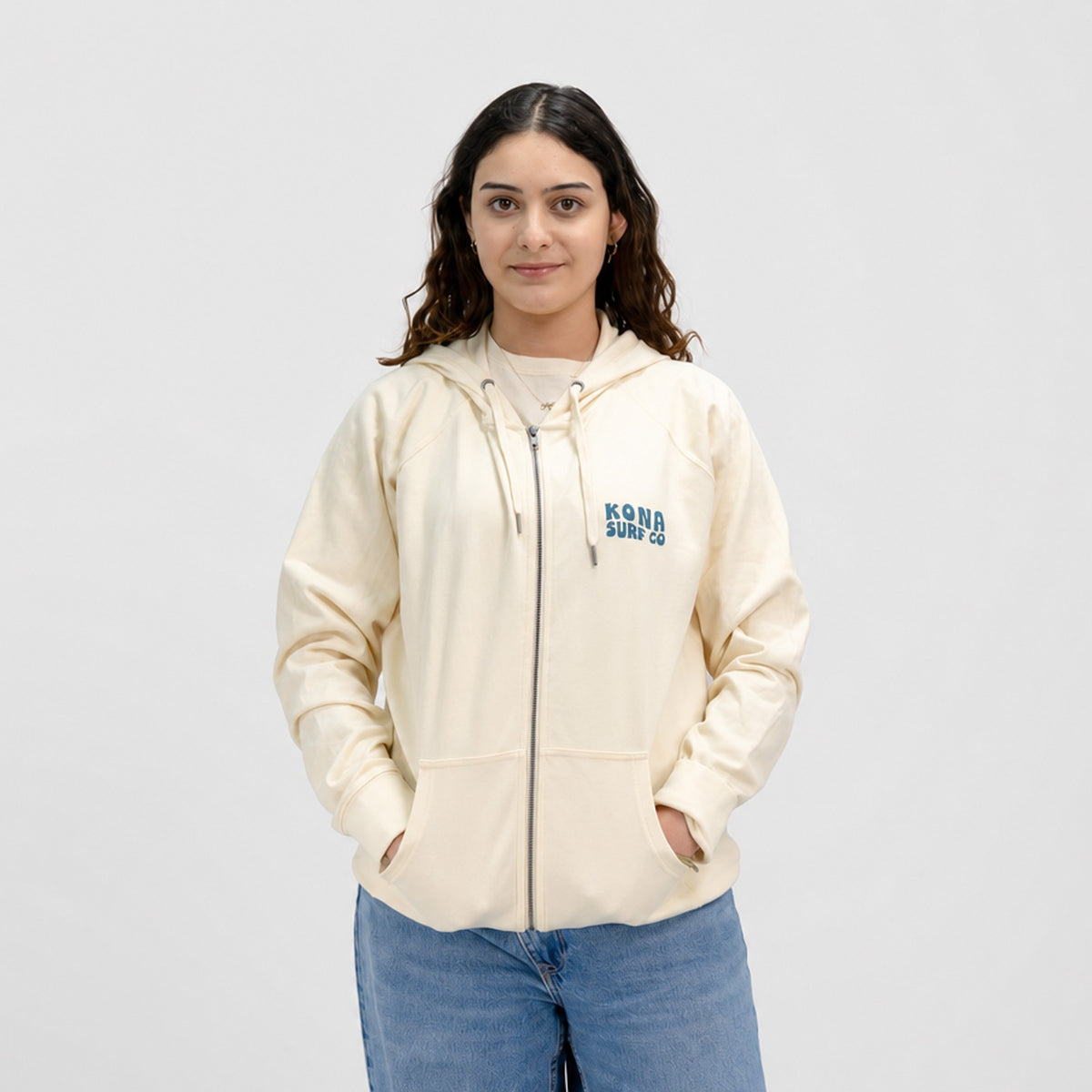 Panels of Summer Womens Zip Hoodie - Bone