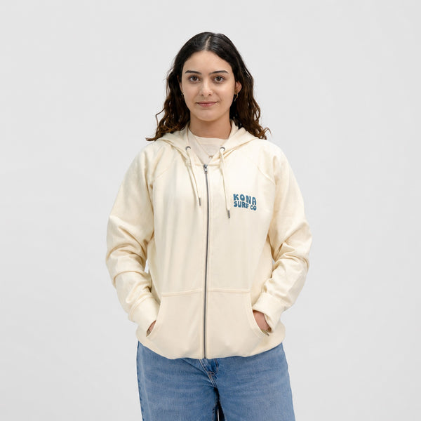 Panels of Summer Womens Zip Hoodie - Bone