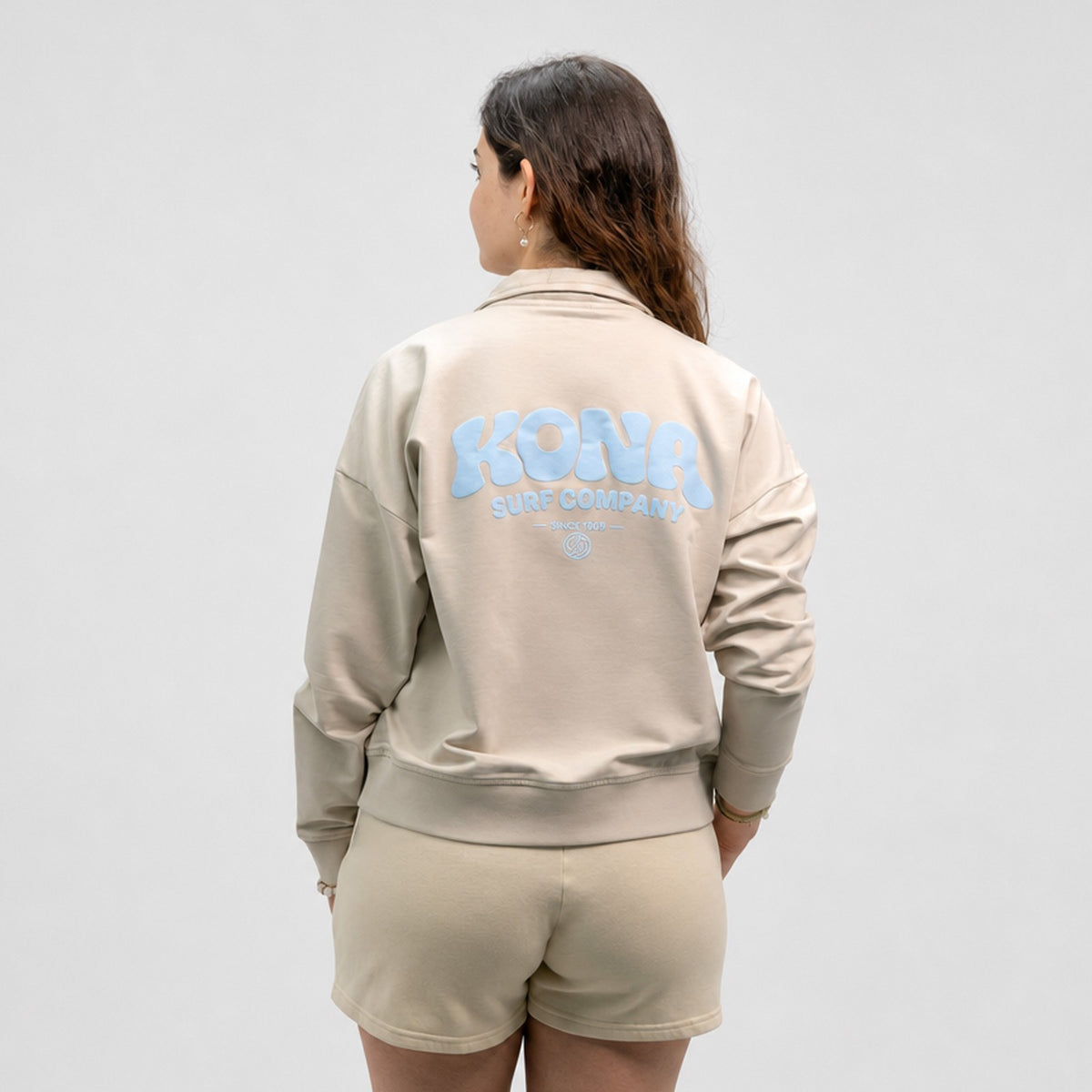 Bubble Puff Quarter Womens Zip Hoodie - Smoke