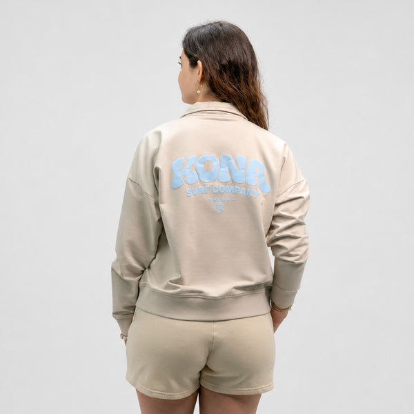 Bubble Puff Quarter Womens Zip Hoodie - Smoke