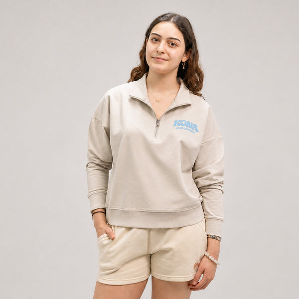Bubble Puff Quarter Womens Zip Hoodie - Smoke