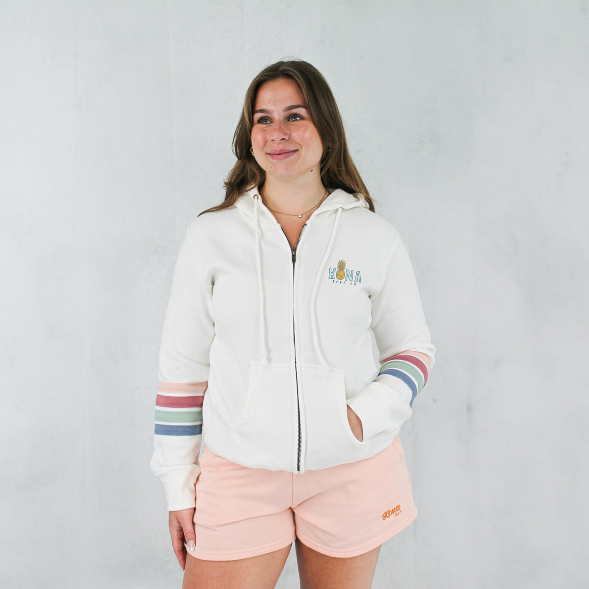 Livin Aloha 2 Womens Zip Hoodie - Ivory