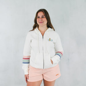 Livin Aloha 2 Womens Zip Hoodie - Ivory