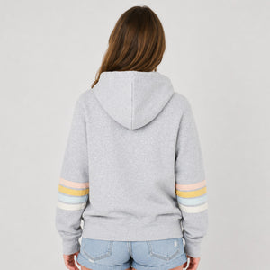 Luna Stripe Womens Zip Hoodie - Heather Grey