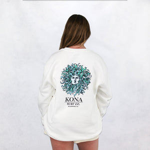 Original Sun Womens Crew Sweatshirt - White/Ocean