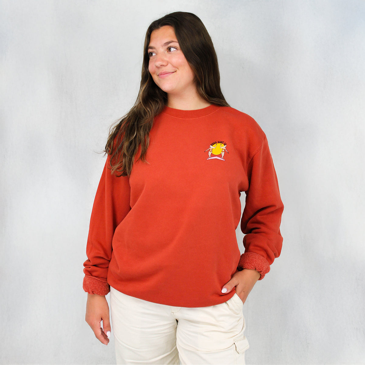 Evening Surfer Womens Crew Sweatshirt