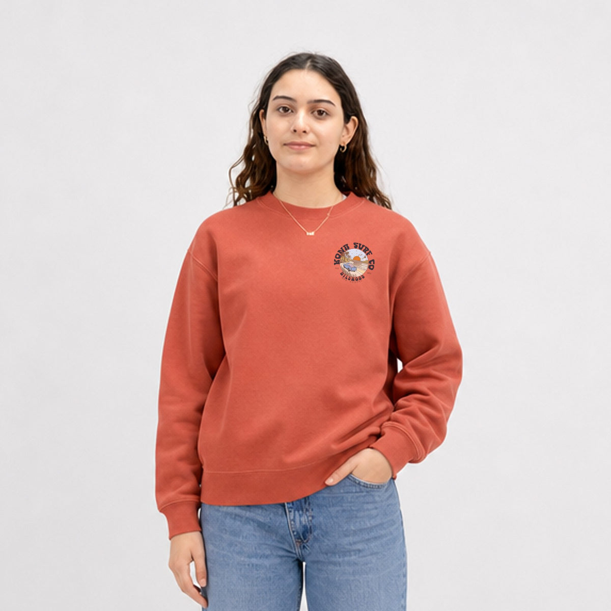 Road to the Beach Womens Crew Sweatshirt - Pigment Amber
