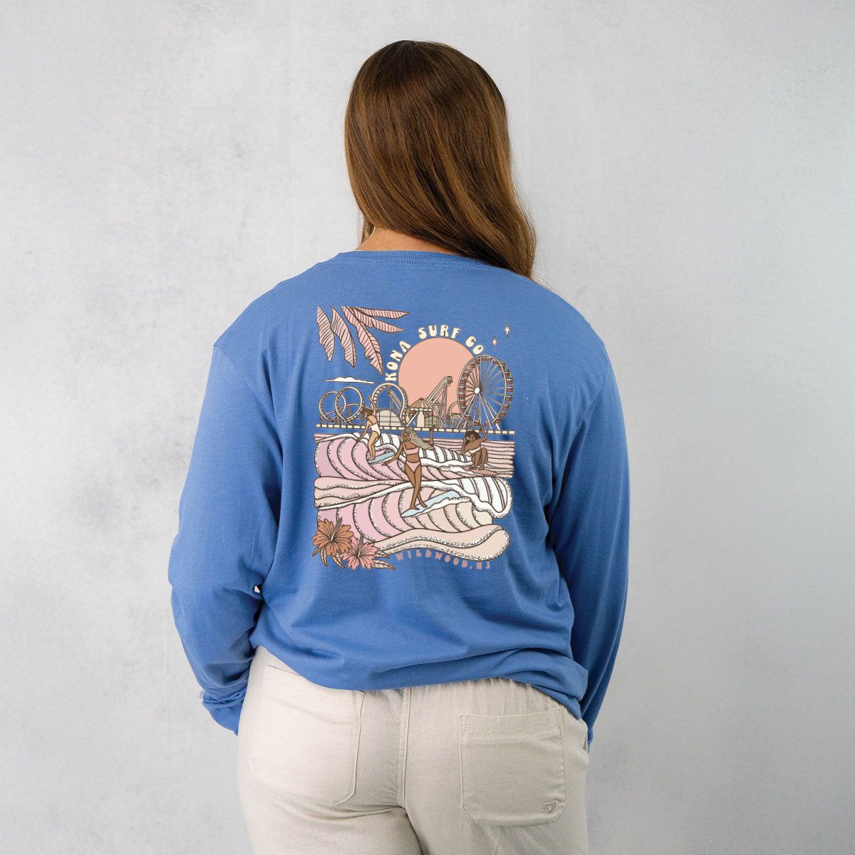 Summer Sunrise Womens Long Sleeve Shirt - Lavender Blue
