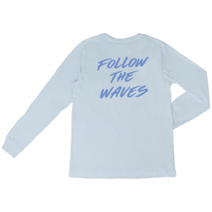 Follow the Waves Brush Womens Long Sleeve Shirt - Baby Blue