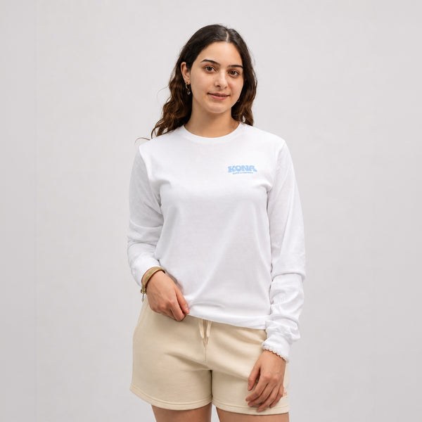 Bubble Puff Womens Long Sleeve Shirt - White