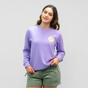 Hibiscus Puff Womens Long Sleeve Shirt - Dark Lavender