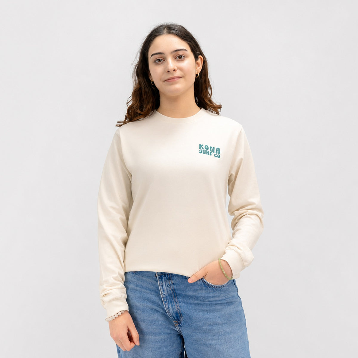 Panels of Summer Womens Long Sleeve Shirt - Natural