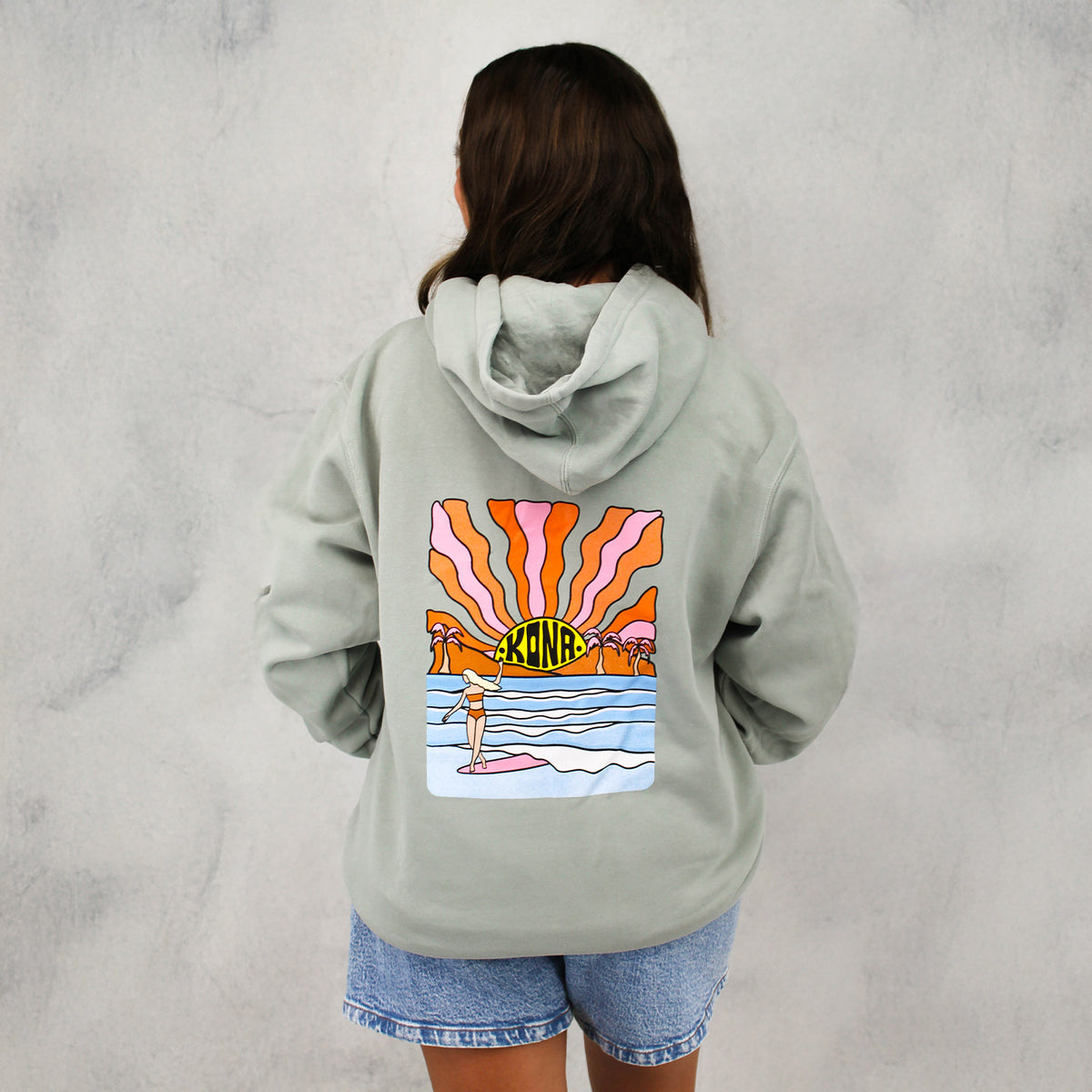 Evening Surfer Womens Pullover Hoodie - Pigment Sage