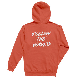 Follow the Waves Brush Womens Pullover Hoodie - Pigment Amber