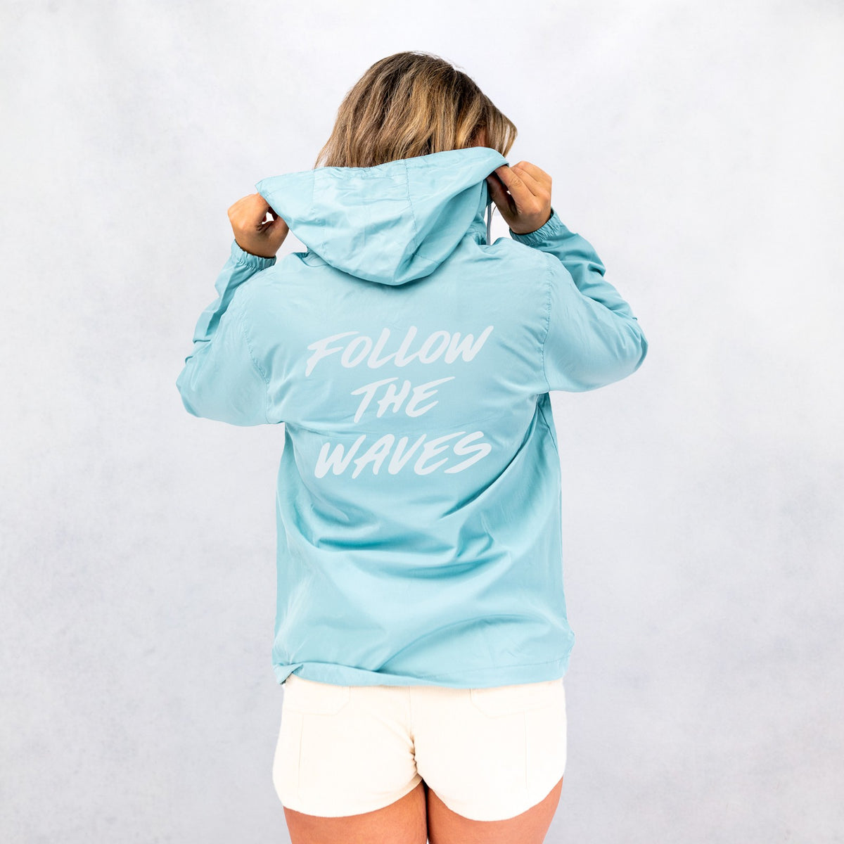 Follow the Waves Brush Womens Jacket - Aqua