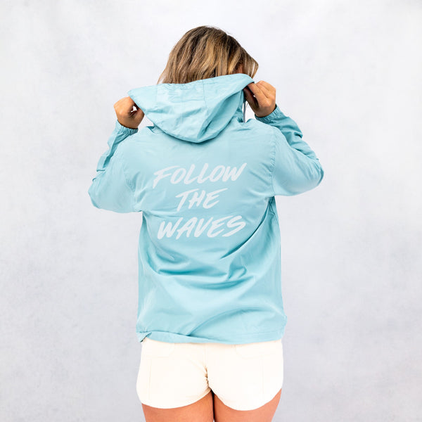 Follow the Waves Brush Womens Jacket - Aqua