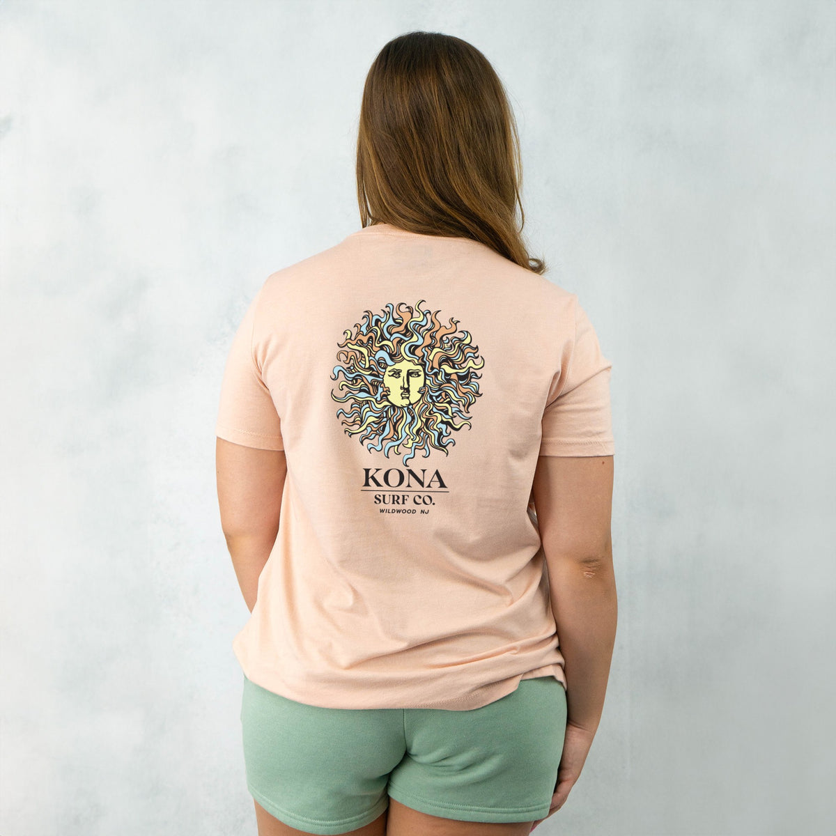 Original Sun Womens V-Neck T-Shirt - Heather Peach/Summer