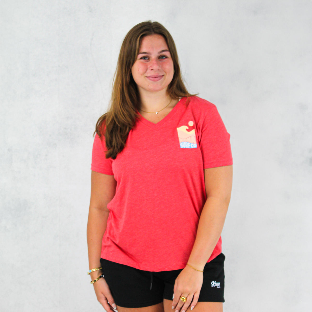 Sunny Side Womens V-Neck T-Shirt - Red Triblend