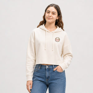 Reef Walk Womens Cropped Pullover Hoodie - Bone