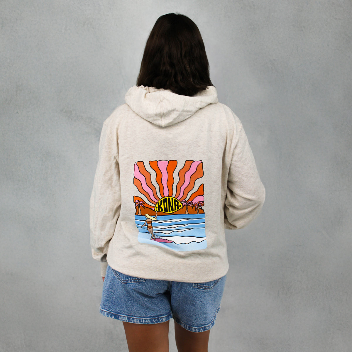 Evening Surfer Womens Zip Hoodie - Oatmeal Heather