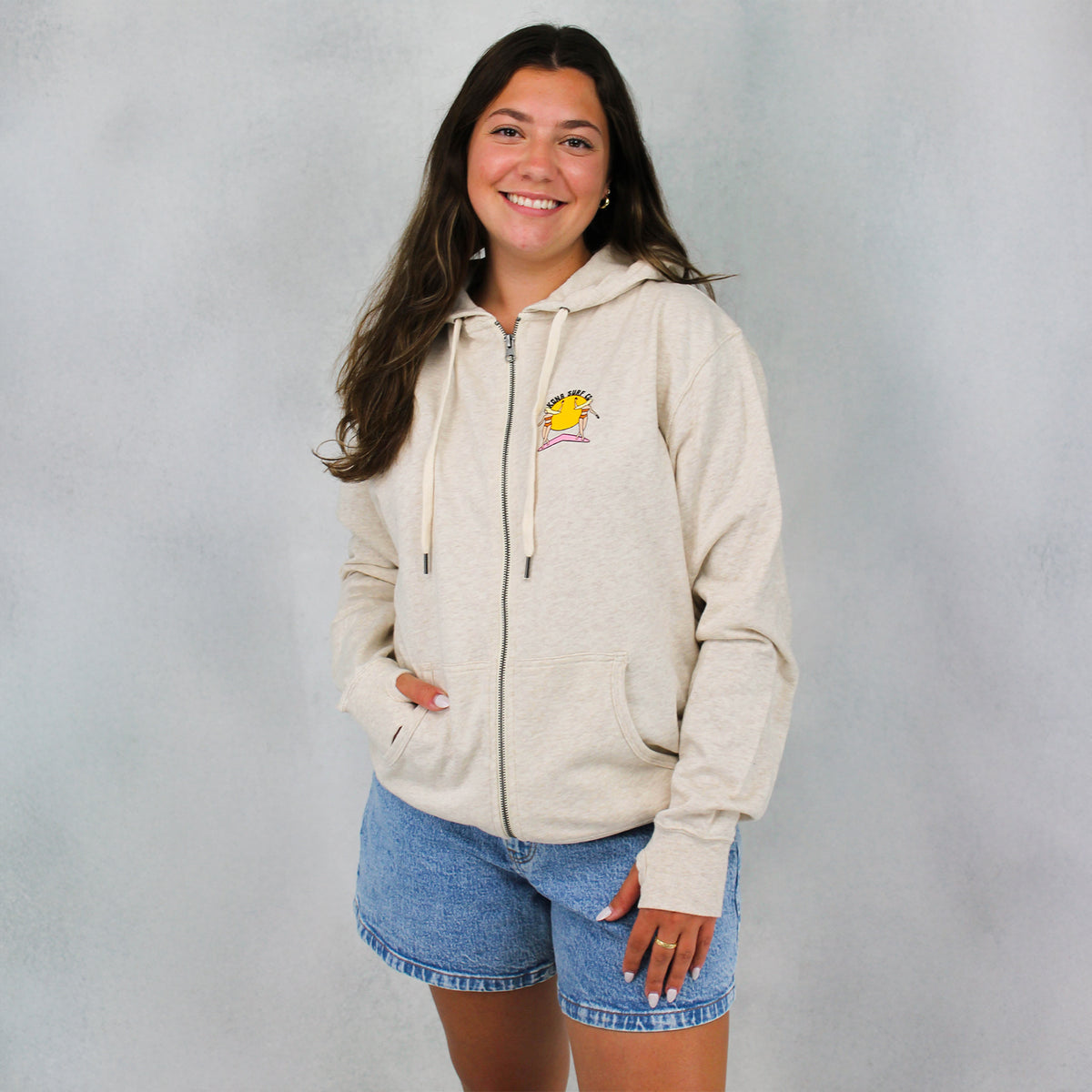 Evening Surfer Womens Zip Hoodie - Oatmeal Heather