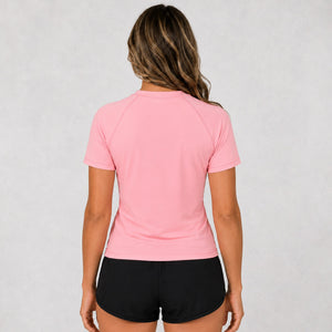 Script Stretch UV S/S Womens Rashguard - Pink