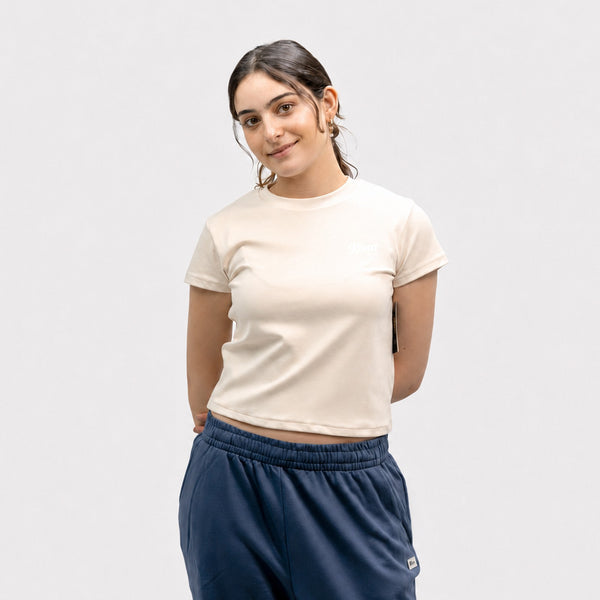 Sand Womens Cropped T-Shirt - Stone