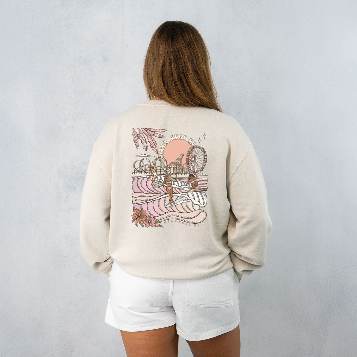 Summer Sunrise Womens Crew Sweatshirt - Pigment Ivory