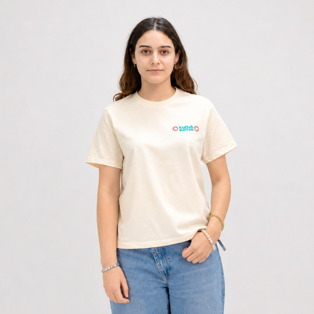 Sun Badge Womens Midlength T-Shirt - Natural