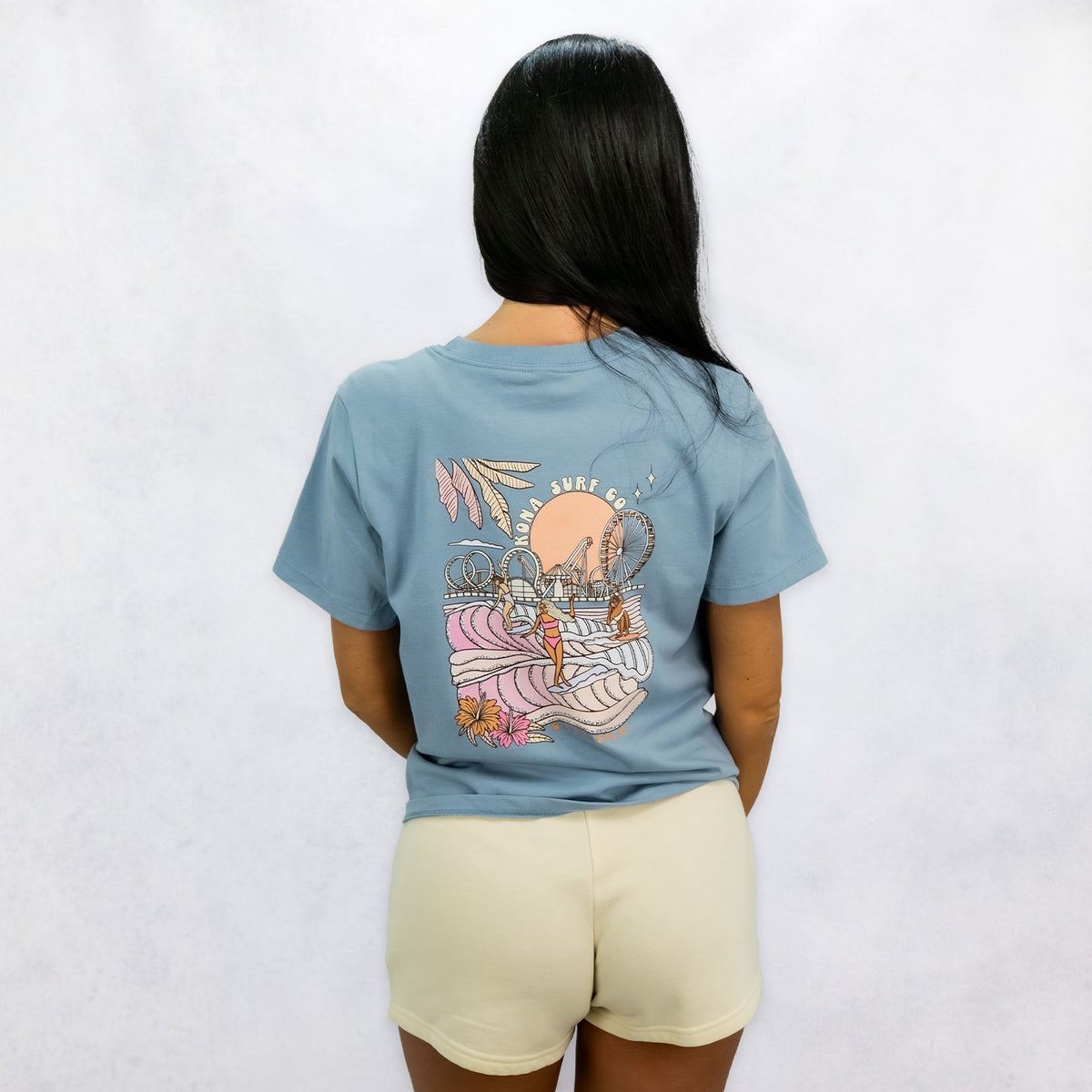 Summer Sunrise Womens Midlength T-Shirt - Vintage Denim