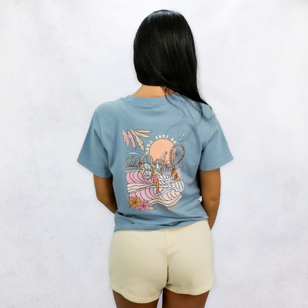 Summer Sunrise Womens Midlength T-Shirt - Vintage Denim