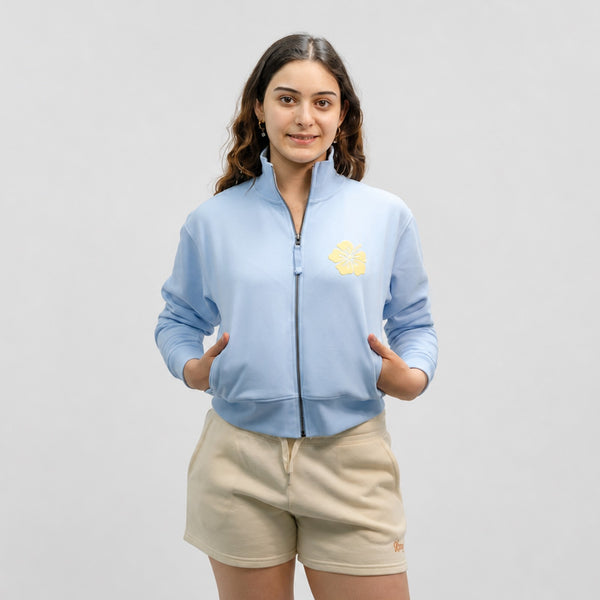 Hibiscus Puff Womens Jacket - Powder Blue