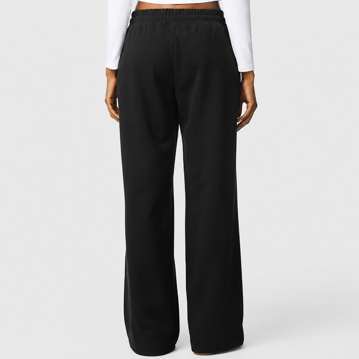 Script Wide Leg Womens Sweatpants - Black