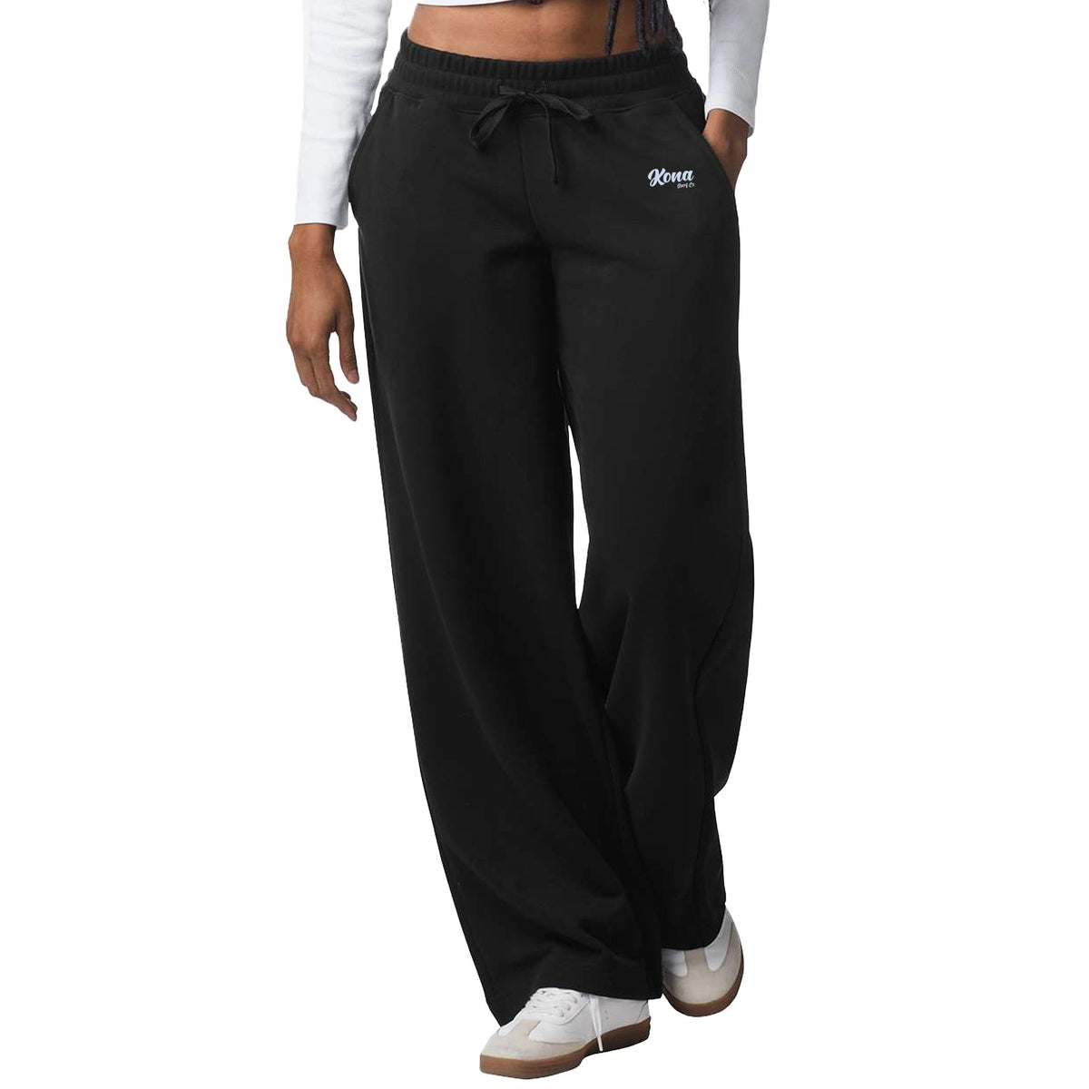 Script Wide Leg Womens Sweatpants - Black