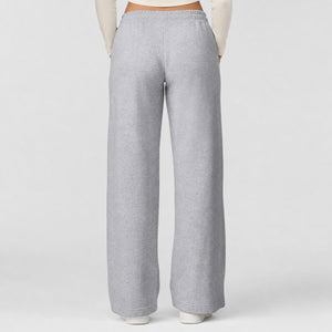Script Wide Leg Womens Sweatpants - Heather Grey
