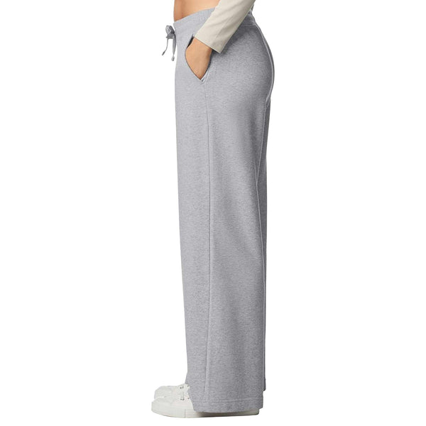 Script Wide Leg Womens Sweatpants - Heather Grey