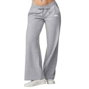 Script Wide Leg Womens Sweatpants - Heather Grey