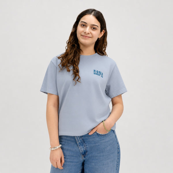 Panels of Summer Womens T-Shirt - Light Washed Denim