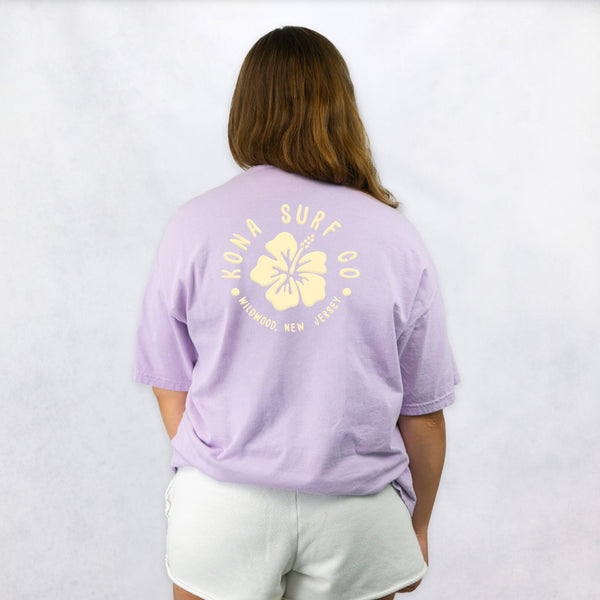 Hibiscus Puff Womens T-Shirt - Future Lavender