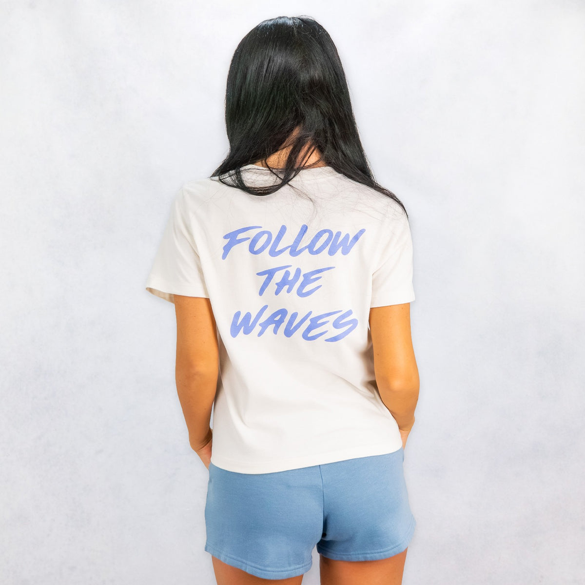 Follow the Waves Brush Womens Midlength T-Shirt - Vintage White