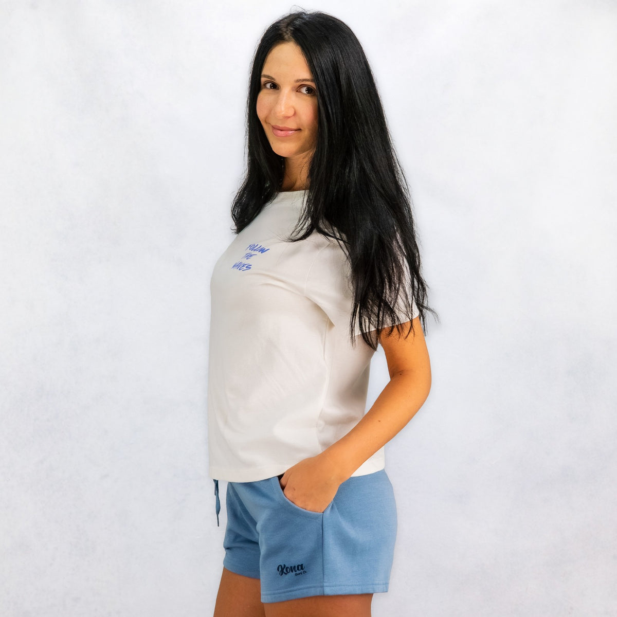 Follow the Waves Brush Womens Midlength T-Shirt - Vintage White