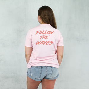 Follow the Waves Brush Womens T-Shirt - Light Pink