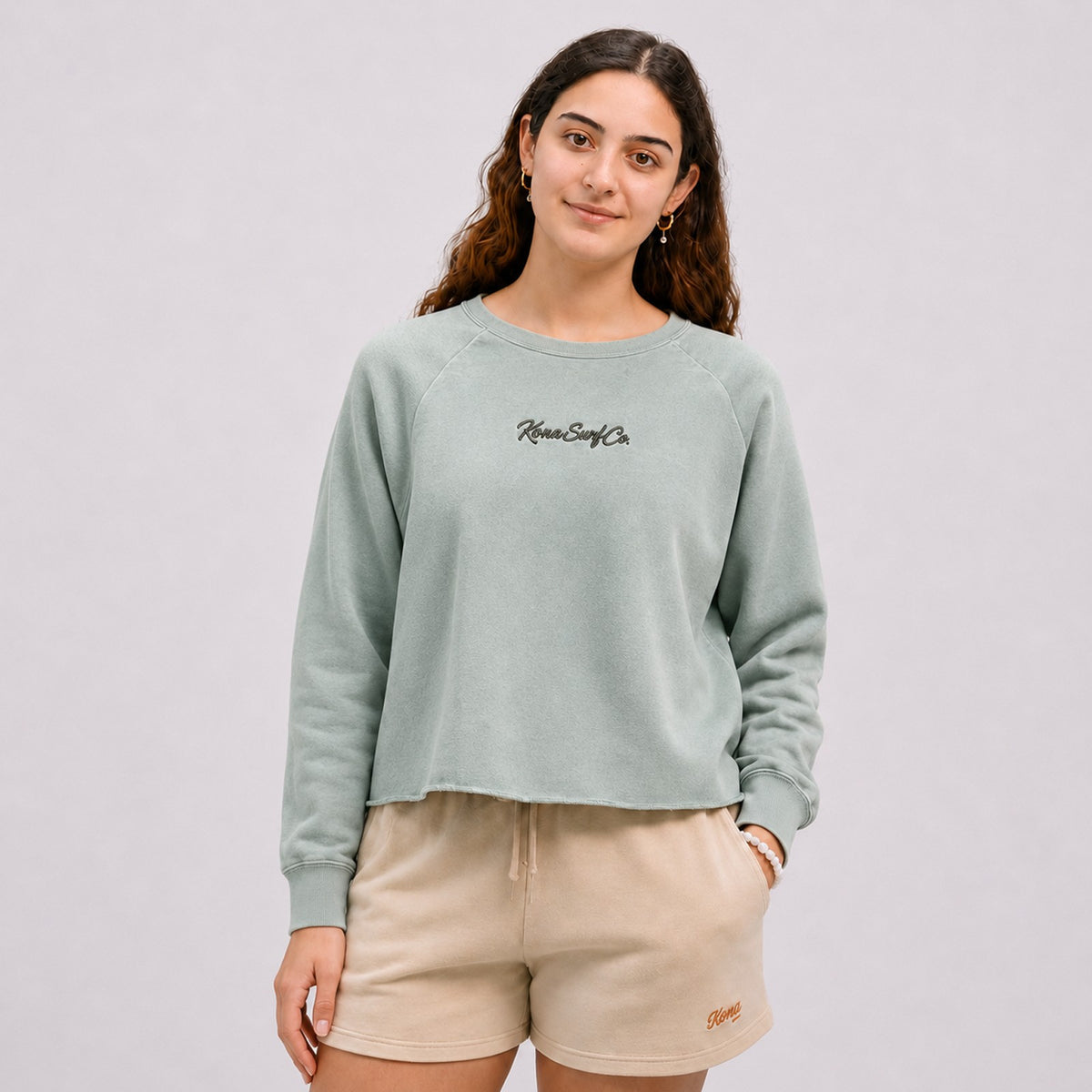 Classic Script Womens Crew Sweatshirt - Sage