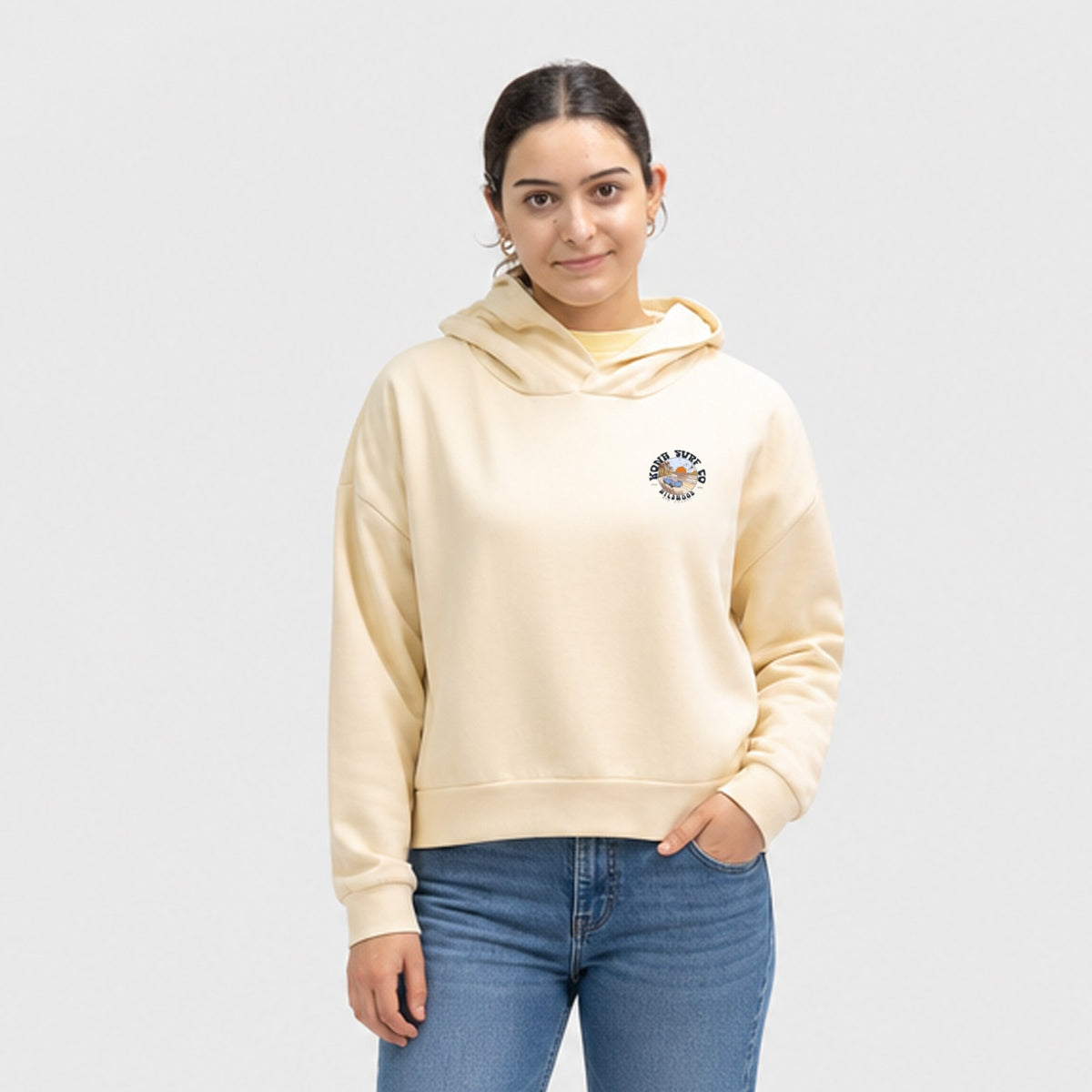 Road to the Beach Womens Pullover Hoodie - Bone